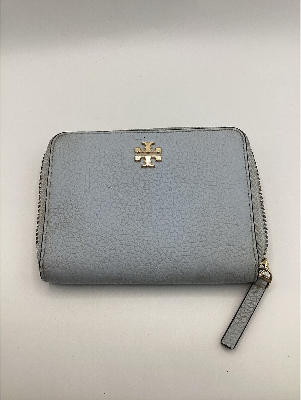 Tory Burch Robinson Blue Saffiano Leather Zip Around Continental Wallet